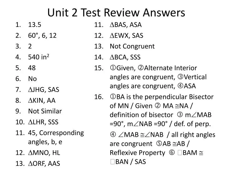 unit 2 test review answers