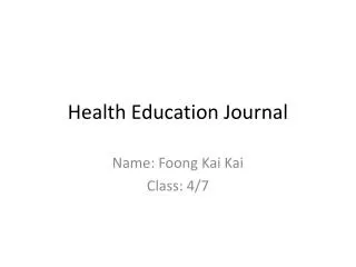 Health Education Journal