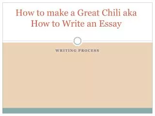 How to make a Great Chili aka How to Write an Essay