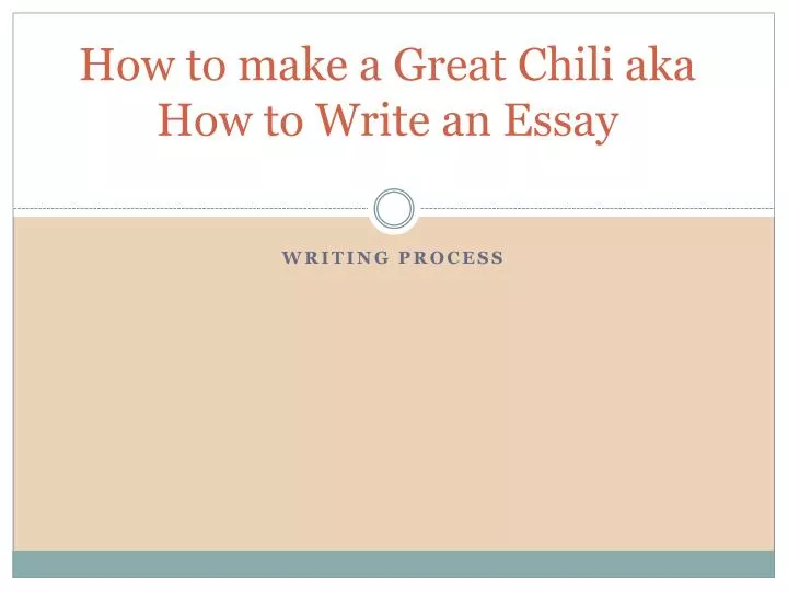 how to make a great chili aka how to write an essay