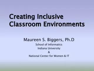Creating Inclusive Classroom Environments
