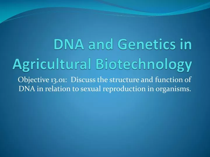dna and genetics in agricultural biotechnology