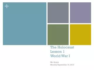 The Holocaust Lesson 1 World War I