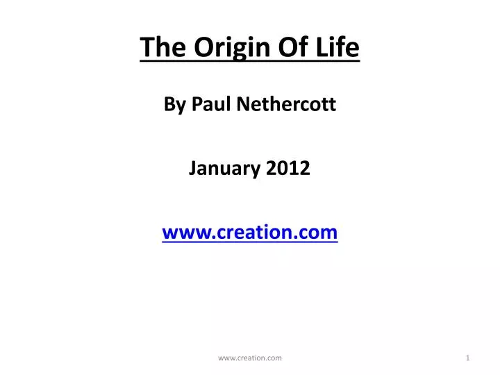 the origin of life