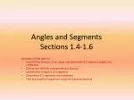 Angles and Segments Sections 1.4-1.6