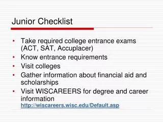 Junior Checklist