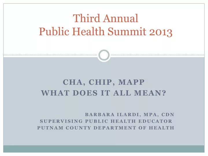 third annual public health summit 2013