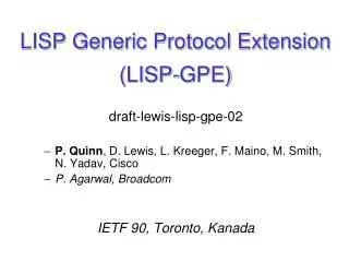 LISP Generic Protocol Extension (LISP-GPE)