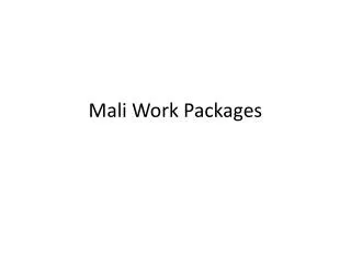 Mali Work Packages