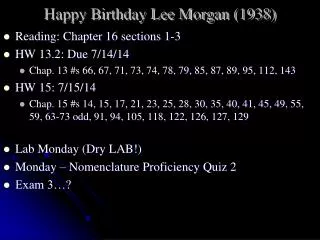Happy Birthday Lee Morgan (1938)