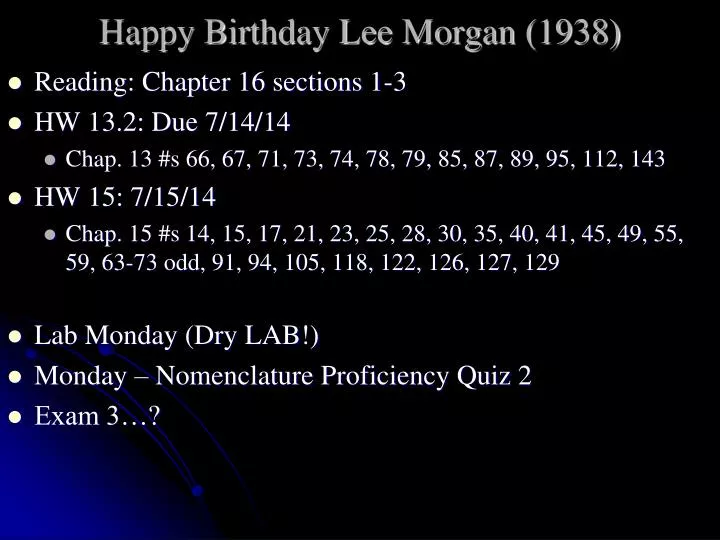 happy birthday lee morgan 1938
