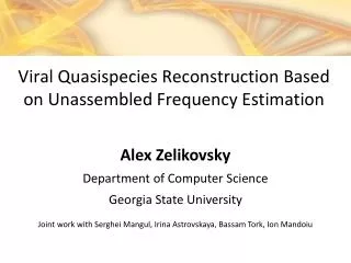 Alex Zelikovsky Department of Computer Science Georgia State University