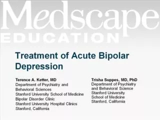 Treatment of Acute Bipolar Depression