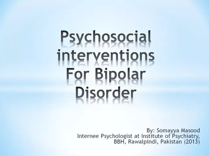 psychosocial interventions for bipolar disorder