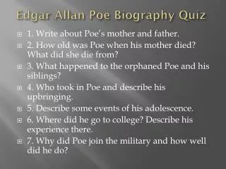 Edgar Allan Poe Biography Quiz