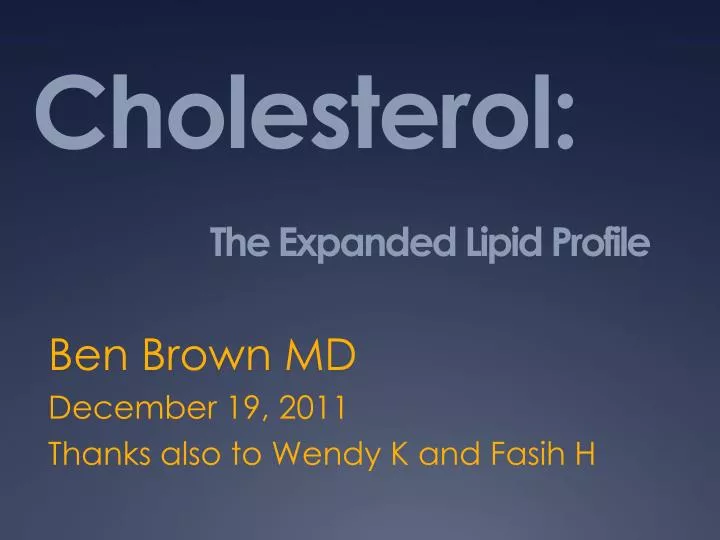 cholesterol the expanded lipid profile