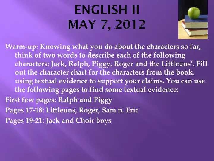 english ii may 7 2012