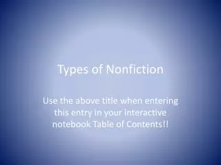 Types of Nonfiction