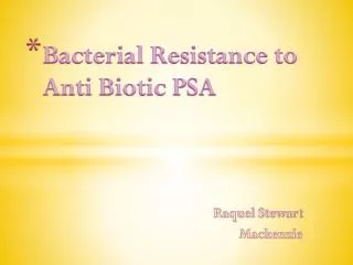 Bacterial Resistance to Anti Biotic PSA