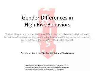 gender differences in high risk behaviors