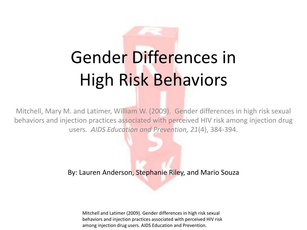 Gender Differences In Risk Raking PPT - Gender Differences in High Risk Behaviors PowerPoint Presentation ...
