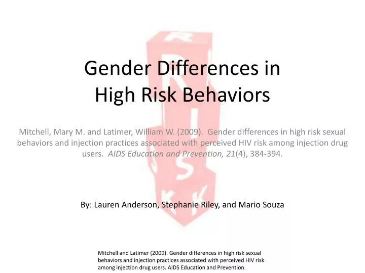 gender differences in high risk behaviors