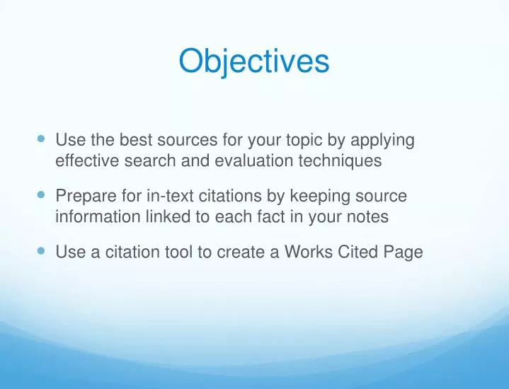 objectives