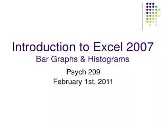 Introduction to Excel 2007 Bar Graphs &amp; Histograms