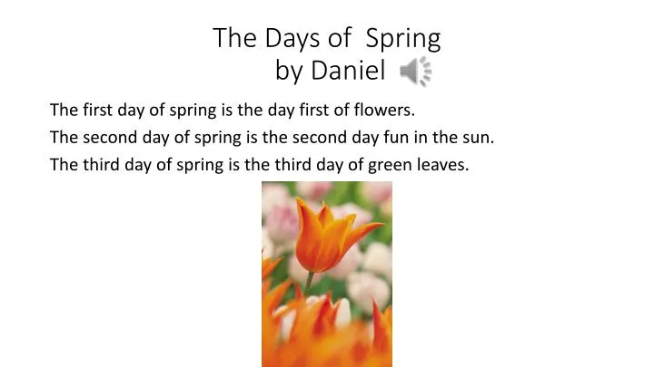 the days of spring by daniel