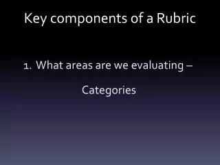 Key components of a Rubric