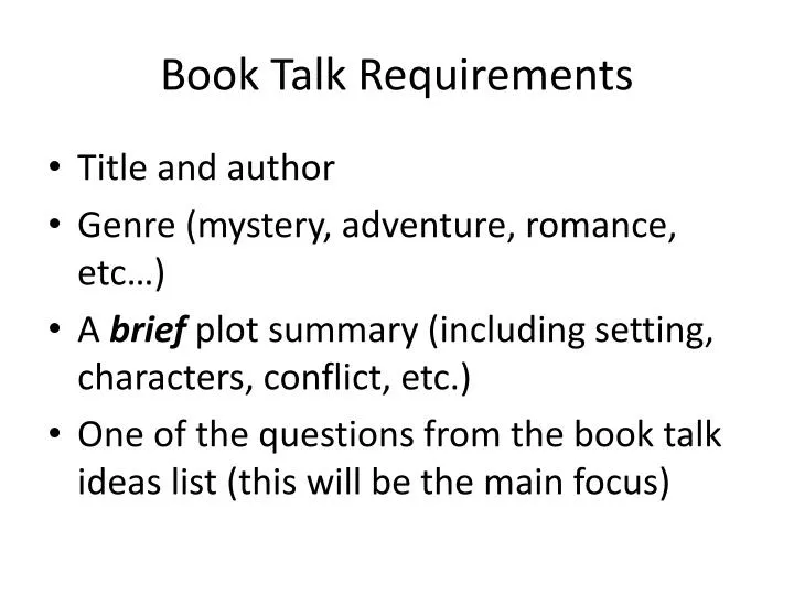 book talk requirements