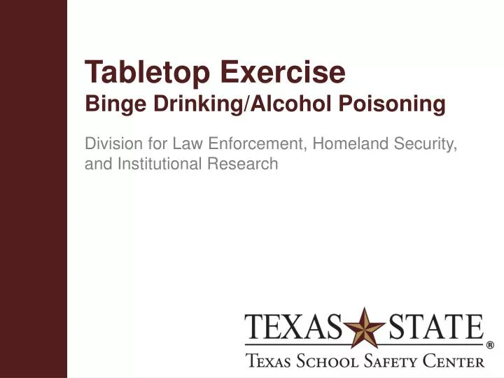 tabletop exercise binge drinking alcohol poisoning
