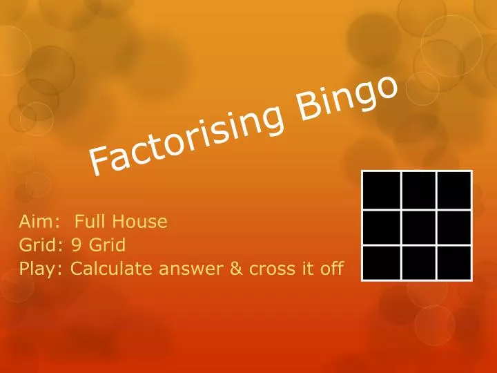 factorising bingo