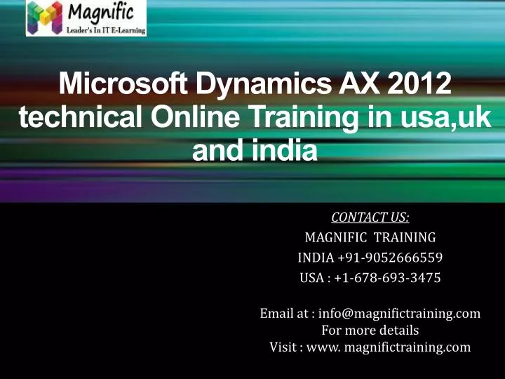 microsoft dynamics ax 2012 technical online training in usa uk and india