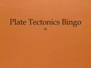Plate Tectonics Bingo