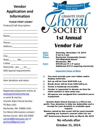 Vendor Application and Information