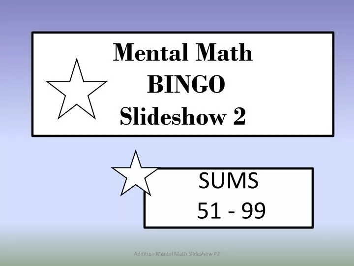 mental math bingo slideshow 2