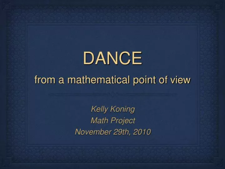 dance from a mathematical point o f view