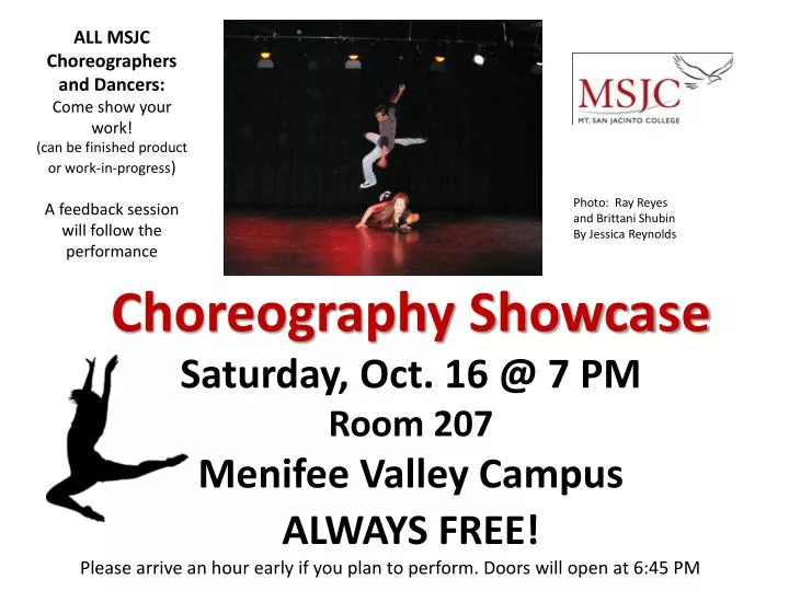 choreography showcase saturday oct 16 @ 7 pm room 207 menifee valley campus