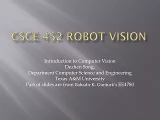 CSCE 452 Robot Vision