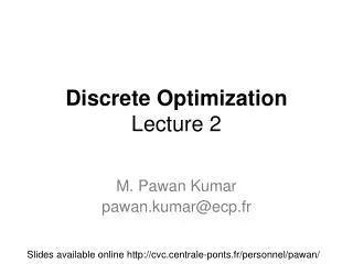 Discrete Optimization Lecture 2