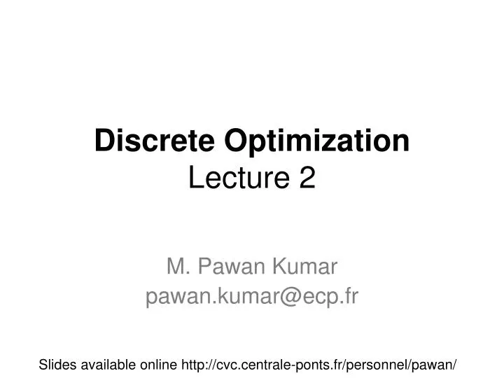 discrete optimization lecture 2