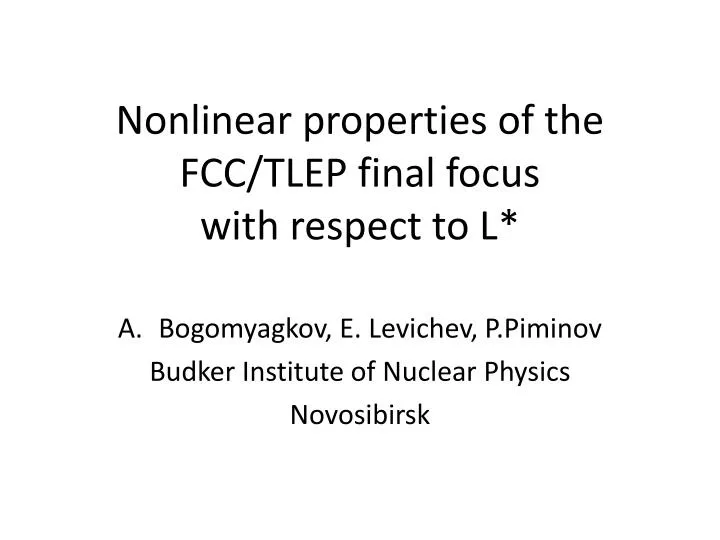 nonlinear properties of the fcc tlep final focus with respect to l