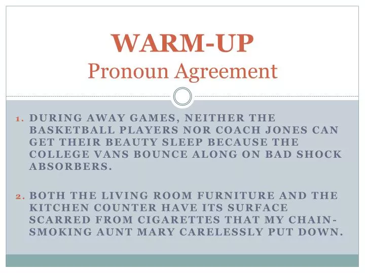 warm up pronoun agreement