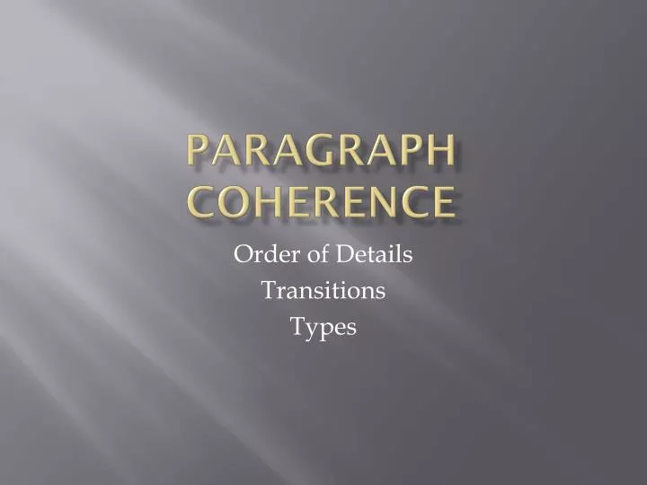 paragraph coherence