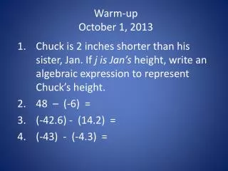warm up october 1 2013