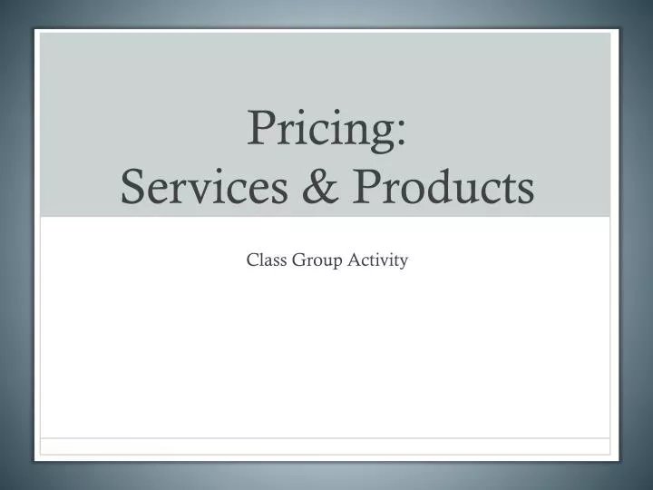 pricing services products