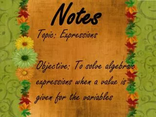 Topic: Expressions