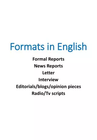 Formats in English