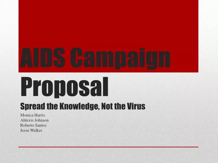 aids campaign proposal spread the knowledge not the virus